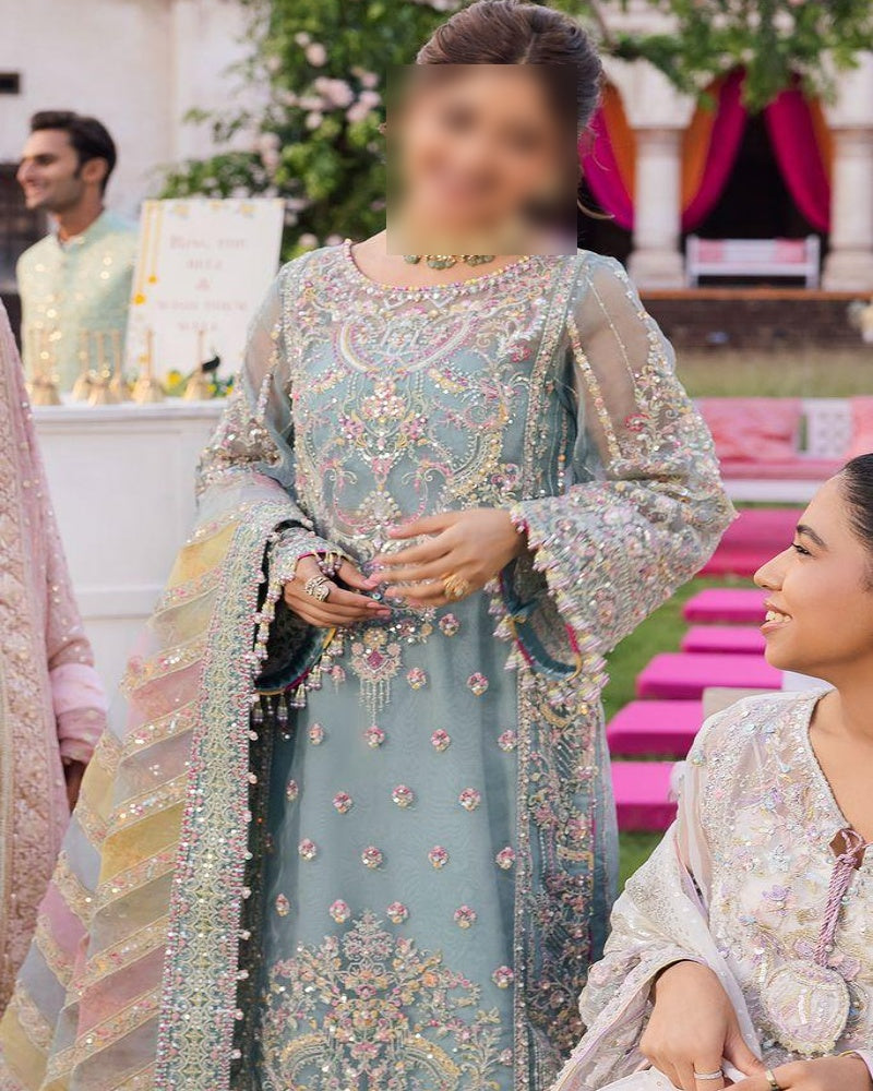 Premium Organza Suit with Satin Silk Trouser – Elegant Adda and Sequin Work