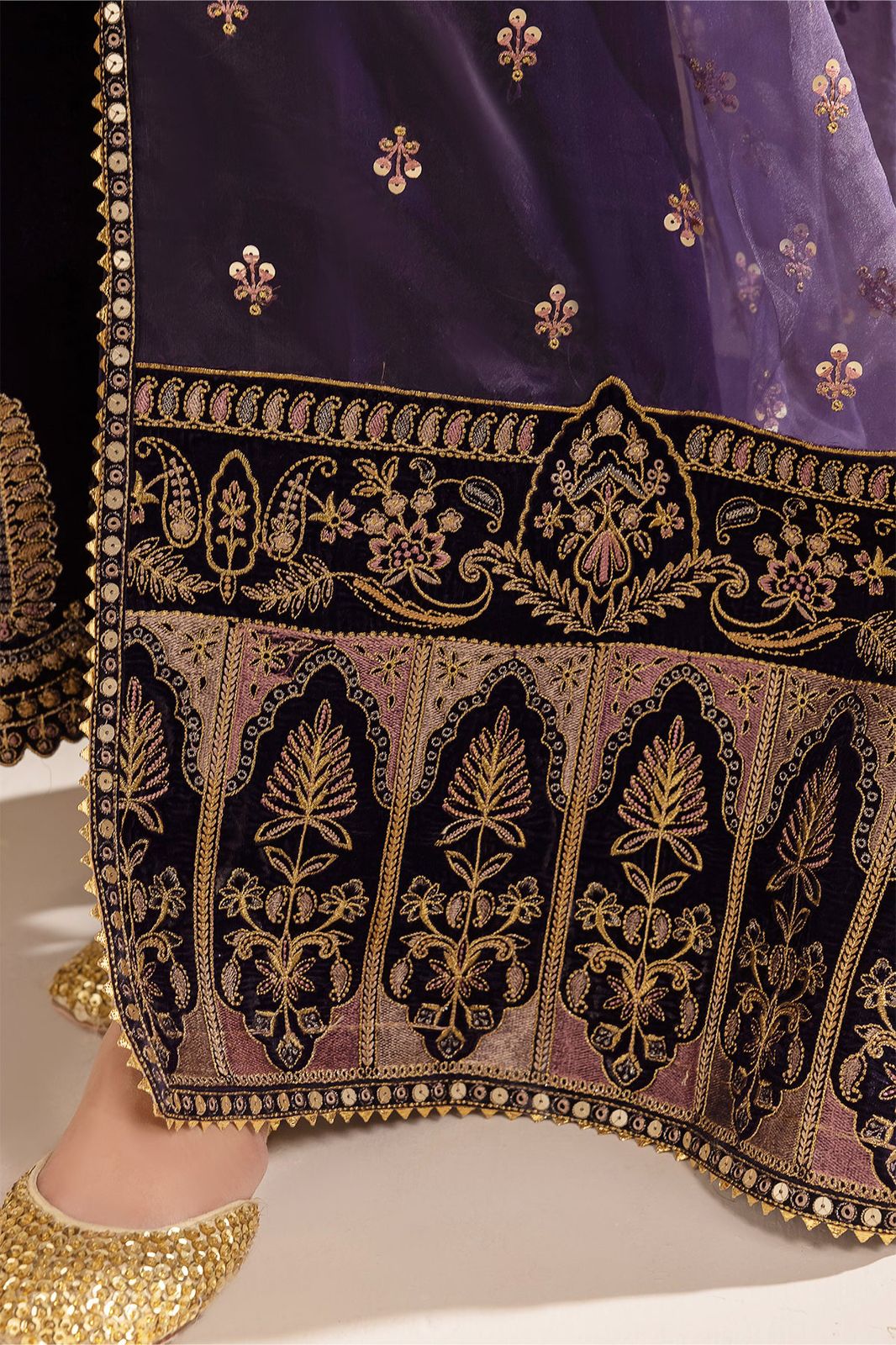 Premium Unstitched Purple Velvet Suit – Festive Collection