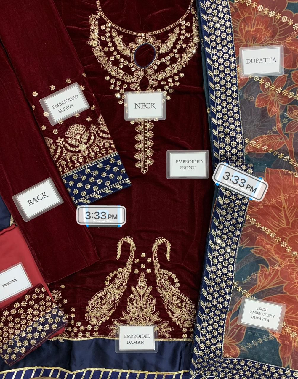 Velvet luxury collection 2025 heavy embroidered 3Pc suit with organza dupatta