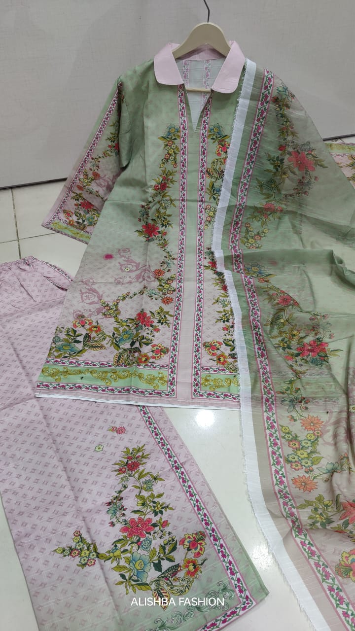 Mid Summer Cotton Lawn 3 Piece Outfit – Digital Print Collection