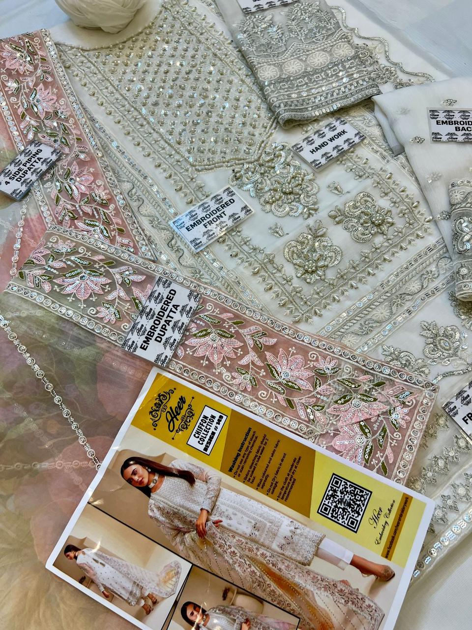 Luxury chiffon embroidered suit Pakistan, organza dupatta with sequins border, wedding chiffon party wear dress 2025, Pakistani midsummer embroidered outfit, bridal chiffon suit with adda work