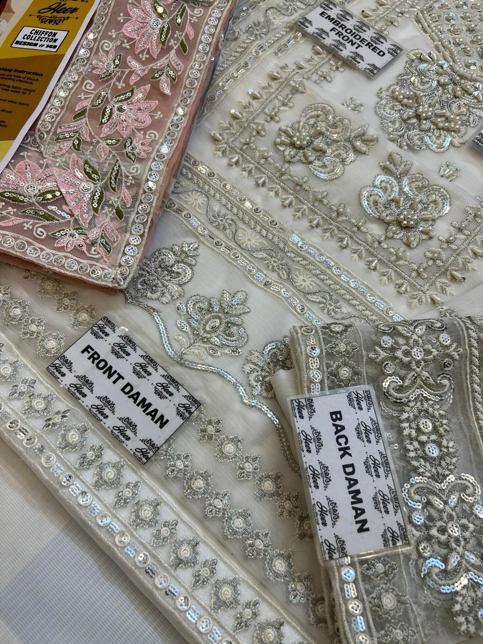 Luxury Chiffon & Organza Embroidered Suit – Design #149