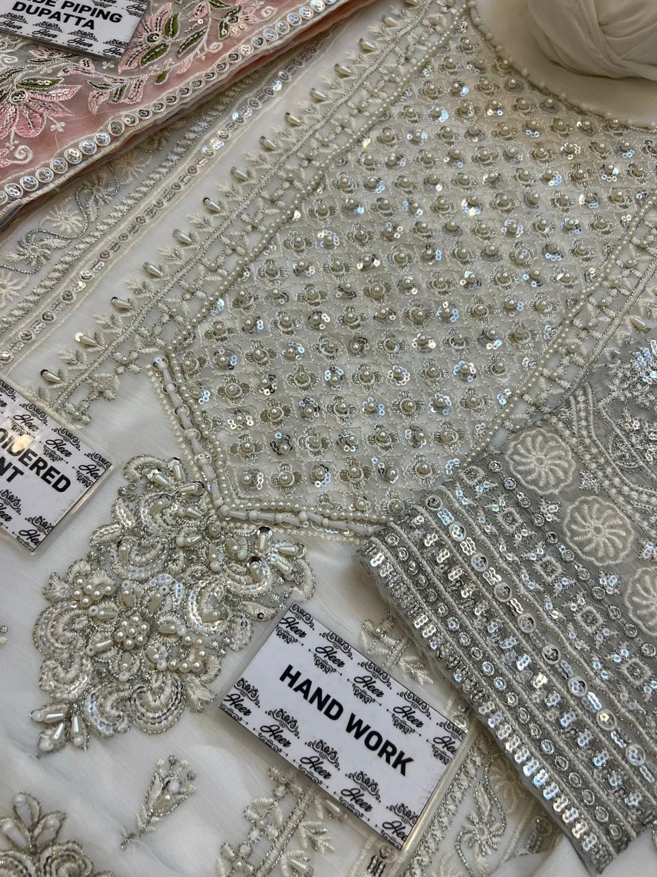 Luxury chiffon embroidered suit Pakistan, organza dupatta with sequins border, wedding chiffon party wear dress 2025, Pakistani midsummer embroidered outfit, bridal chiffon suit with adda work
