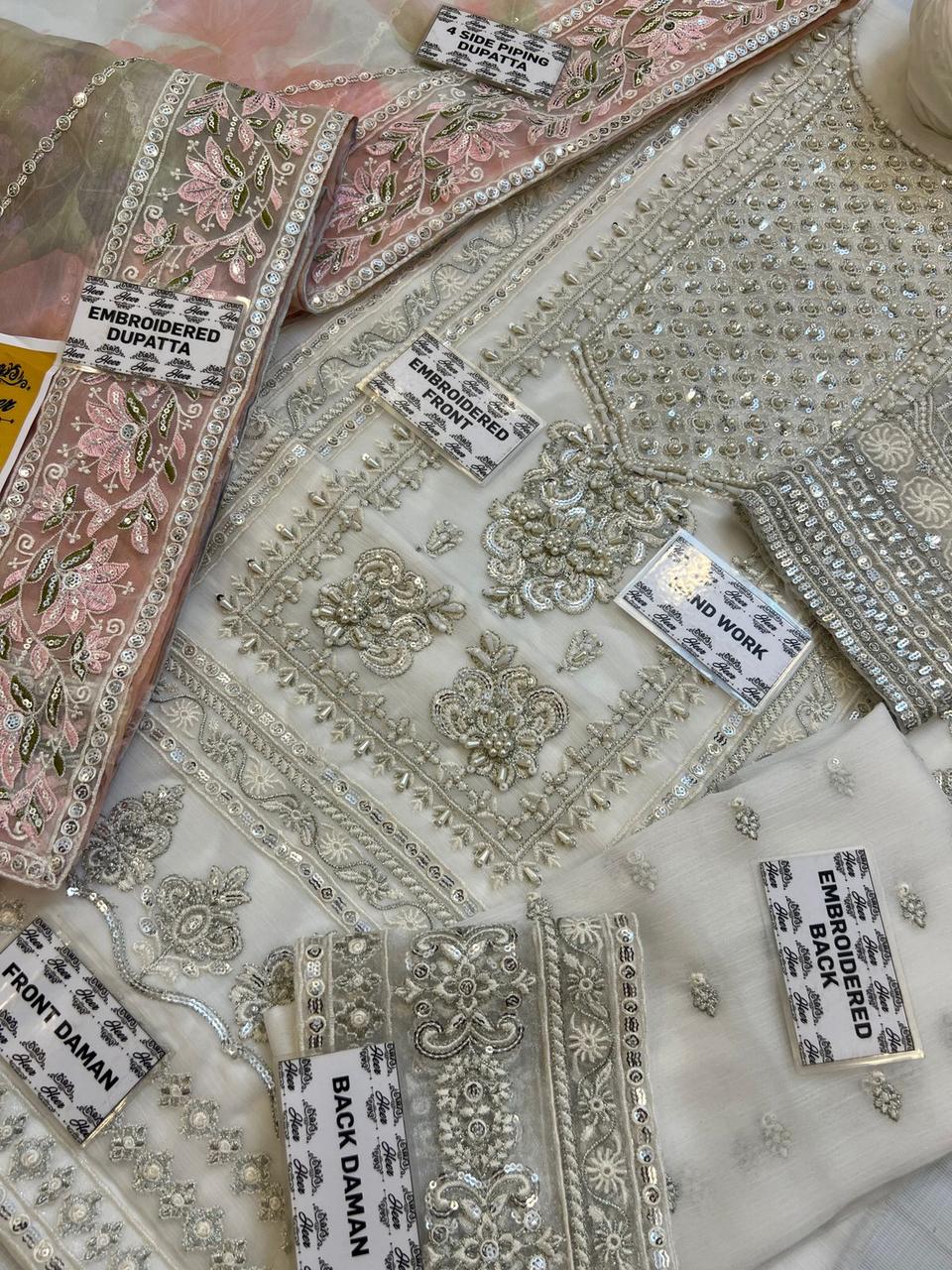 Luxury Chiffon & Organza Embroidered Suit – Design #149