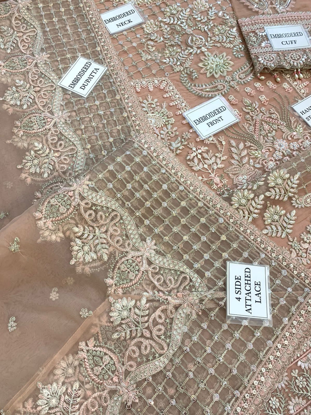Luxury Organza Bridal Suit with Silk Trouser & Embroidered Dupatta