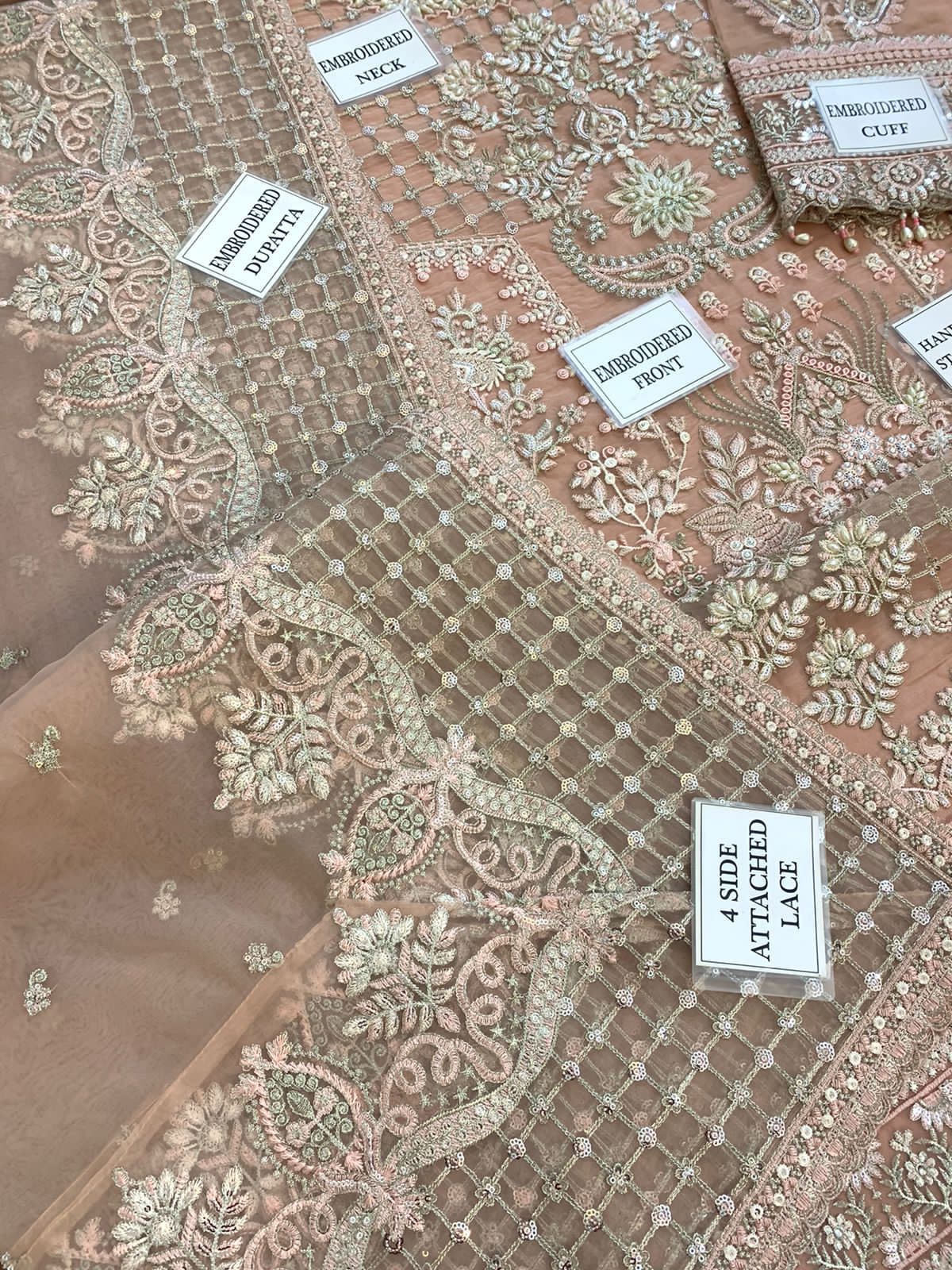 Luxury Organza Bridal Suit with Silk Trouser & Embroidered Dupatta