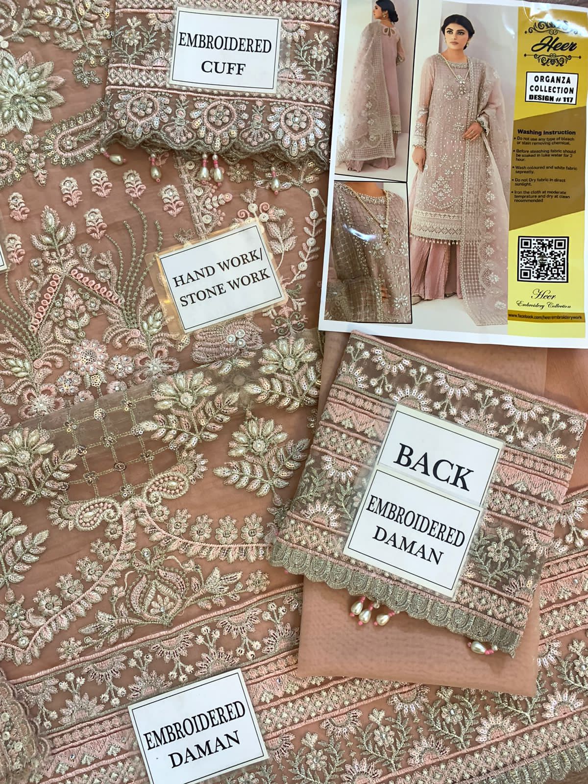 Luxury Organza Bridal Suit with Silk Trouser & Embroidered Dupatta