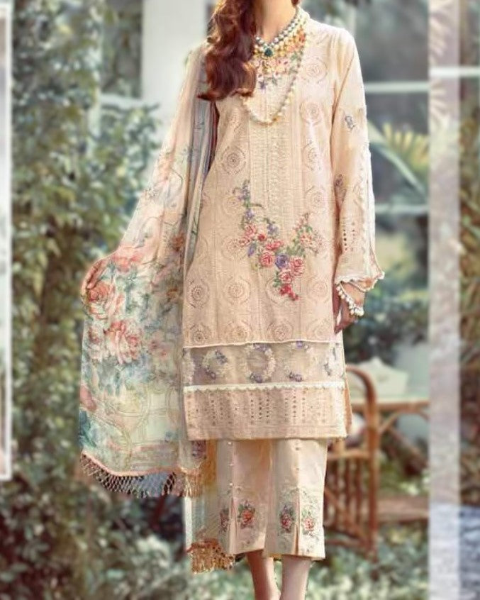 Luxury Embroidered Lawn Suit with Pure Silk Dupatta
