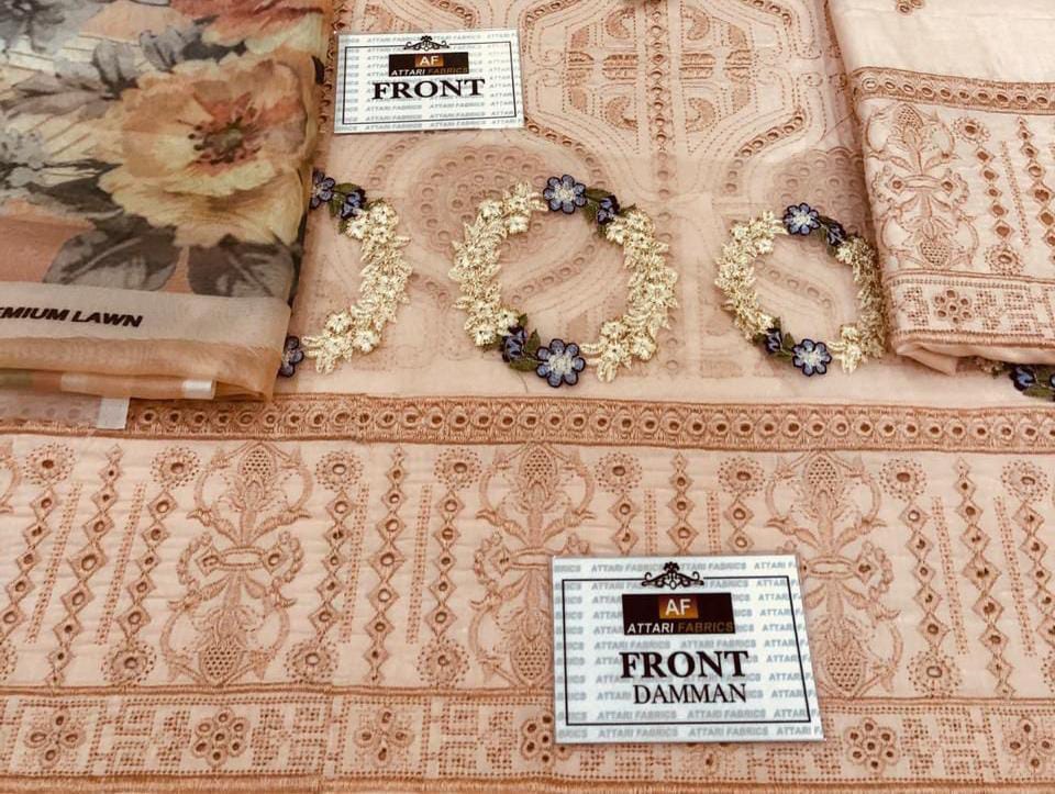 Luxury Embroidered Lawn Suit with Pure Silk Dupatta