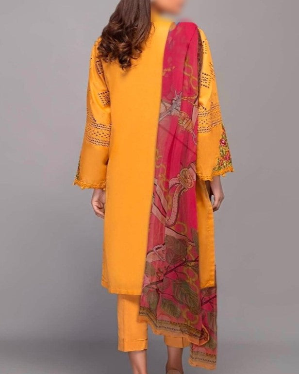 Soft Cotton Chicken Kari Suit with Embroidered Details & Digital Silk Dupatta