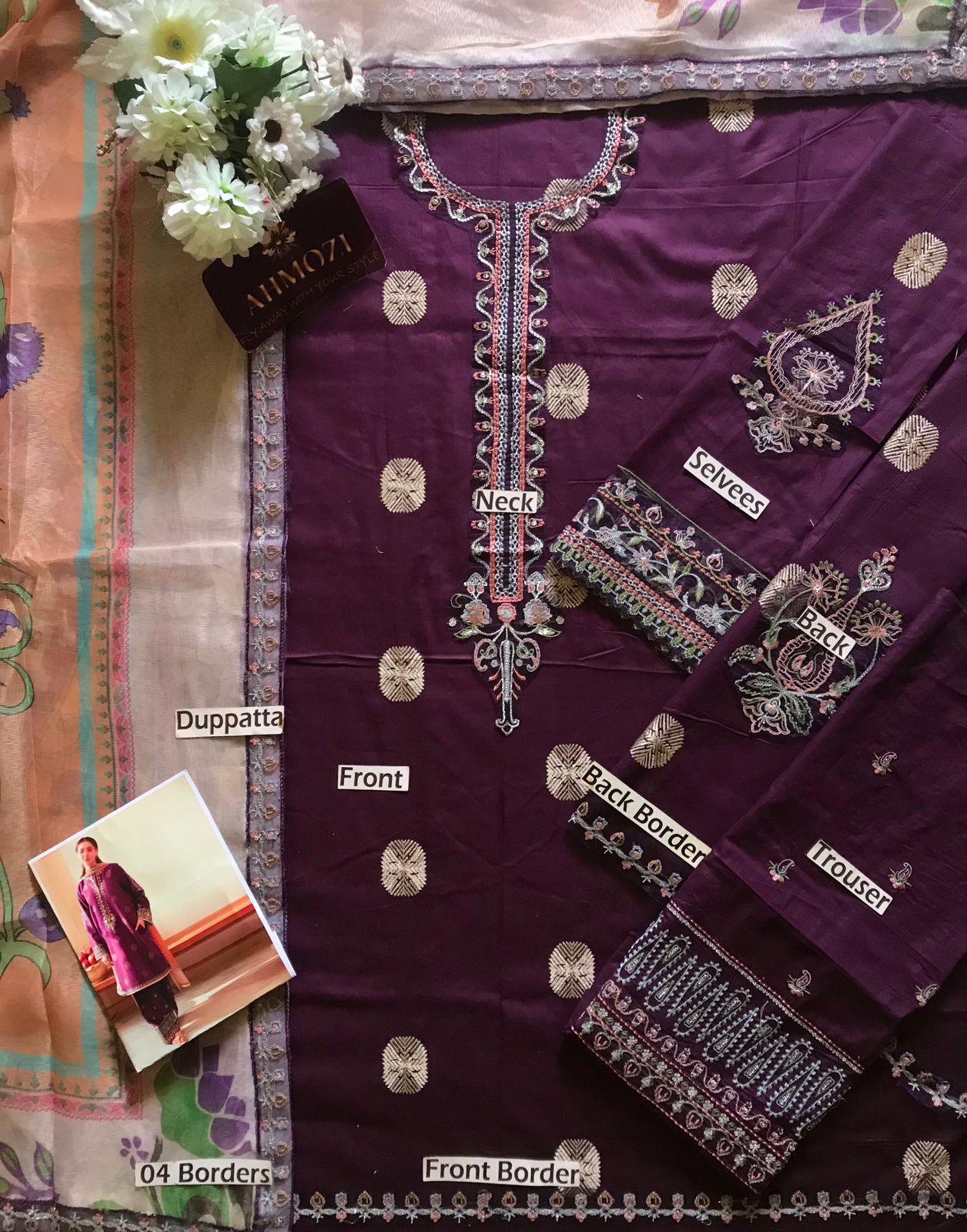 Fully Embroidered Lawn Front with Schiffli Work – Buyfromdanish.com
