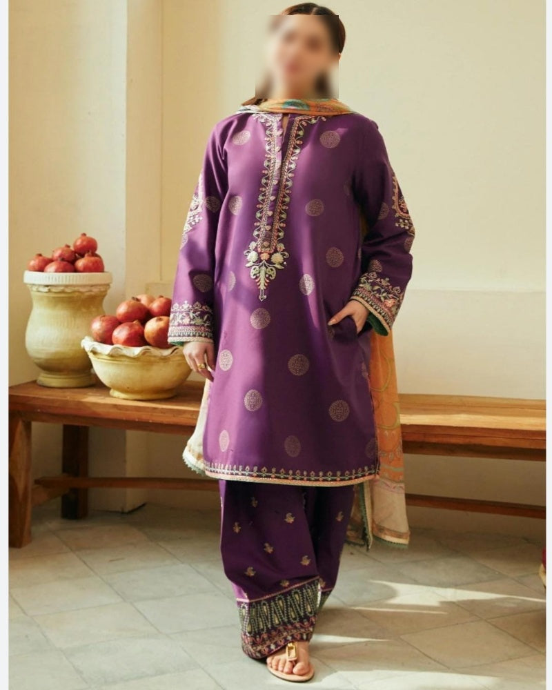 Fully Embroidered Lawn Front with Schiffli Work – Buyfromdanish.com