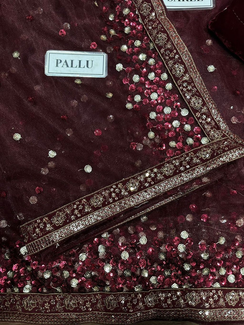 Luxury Velvet & Net Saree with Satin Silk Trouser – Unstitched
