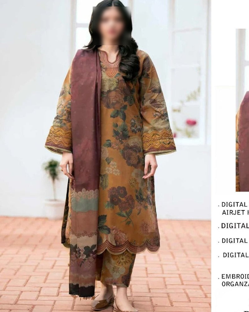 Luxury Digital Print Slub Khaddar 3-Piece Suit (Airjet Patch Collection)