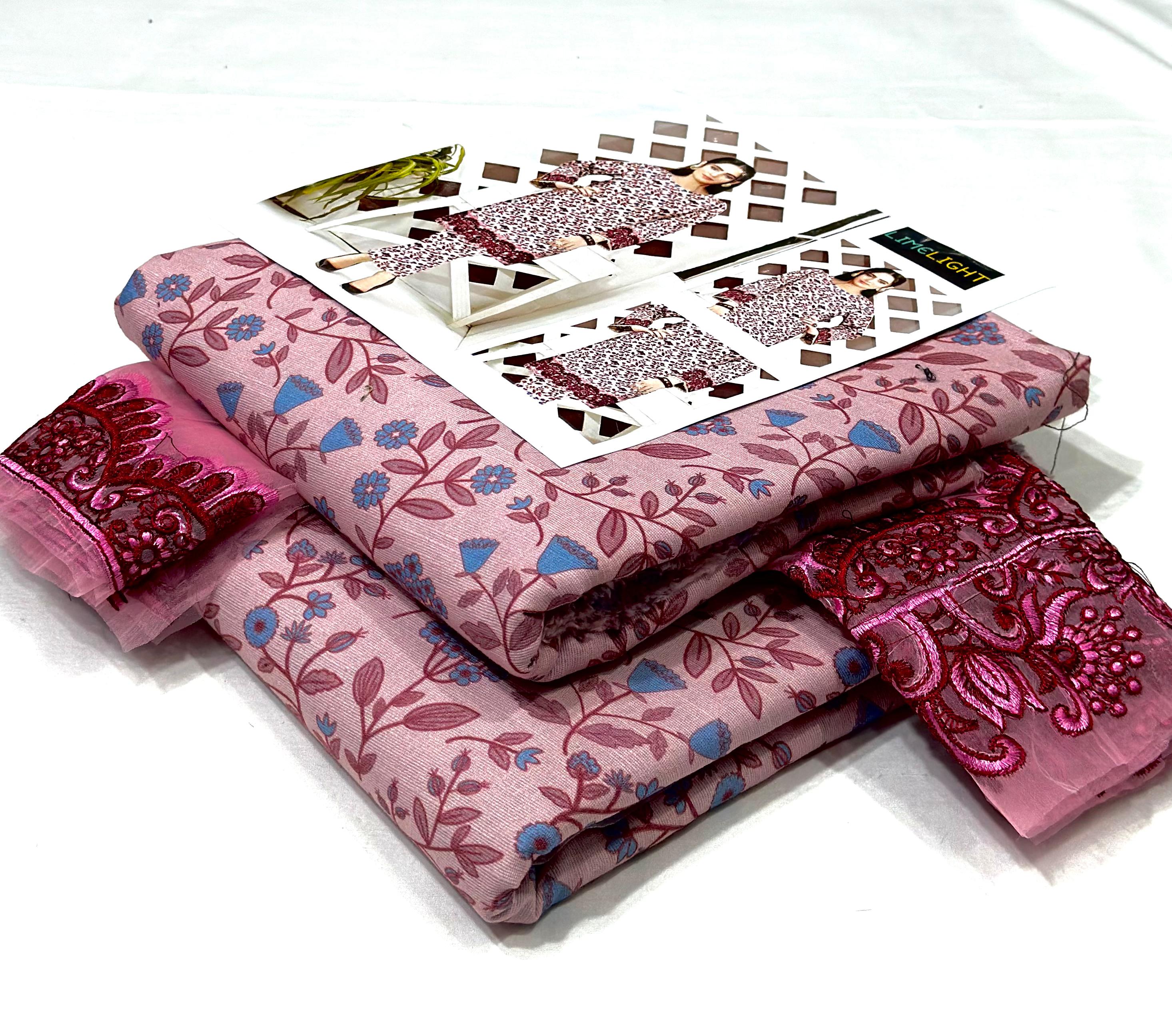 Winter khaddar 2 piece printed zari suit unstitched