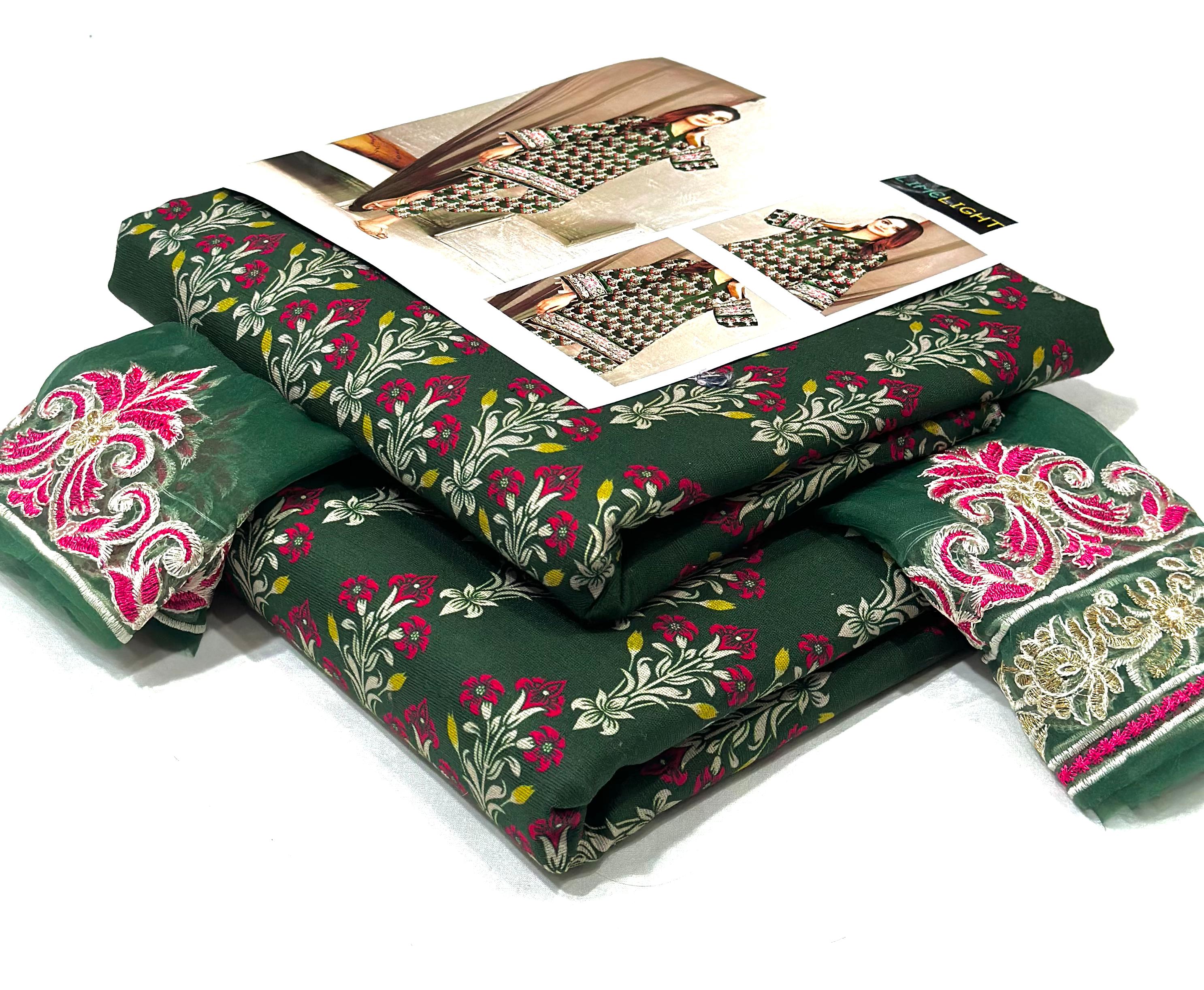 Winter Khaddar 2-Piece Printed Zari Suit (Unstitched)