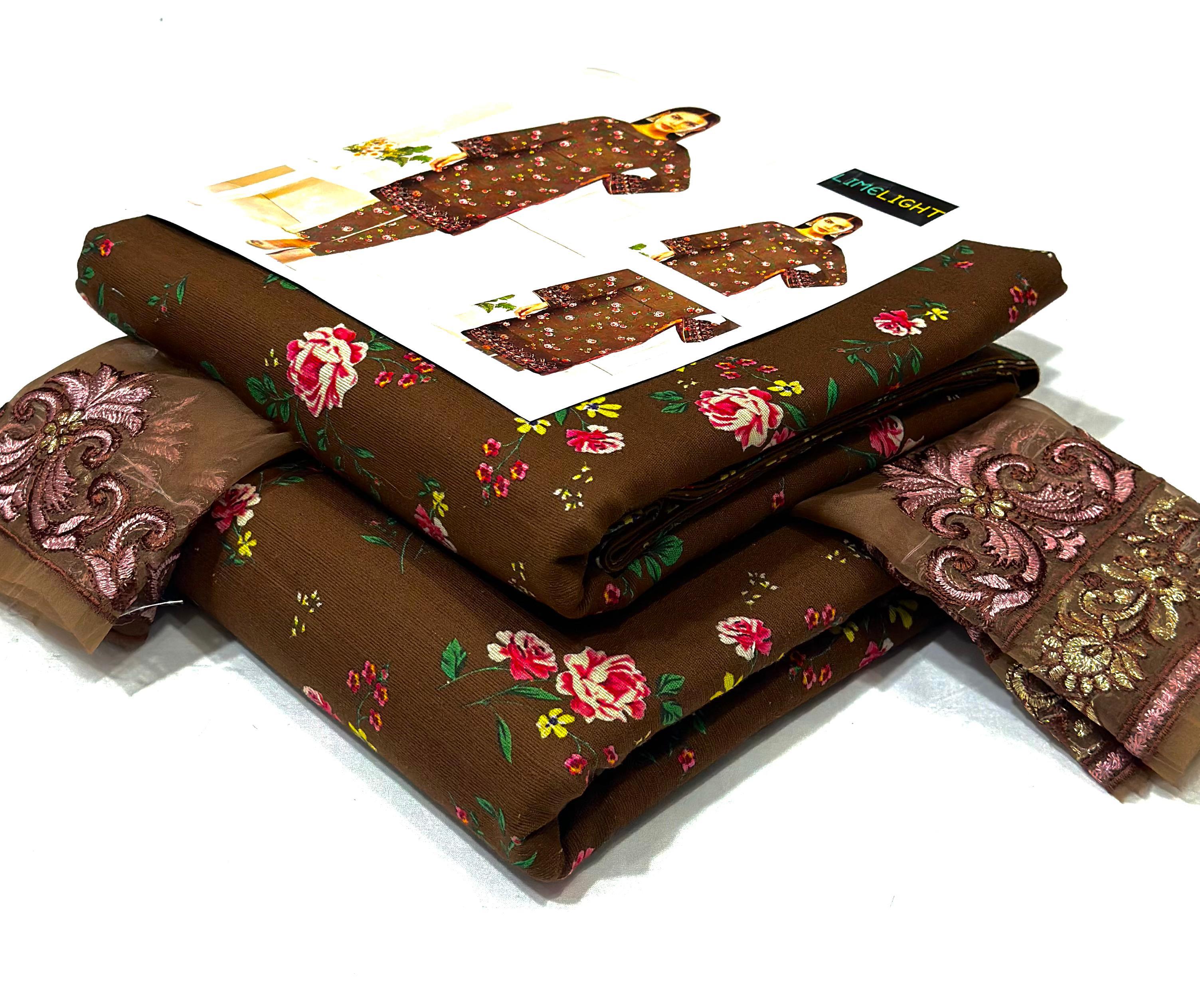 Winter Khaddar 2-Piece Printed Zari Suit (Unstitched)