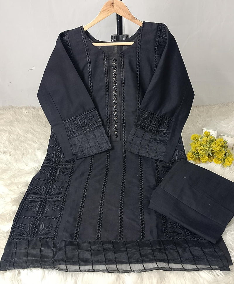 Khaddar Embroidered 2-Piece Suit with Boring and Neck Work, Inner Attached Design in 4 Colors – Winter Collection by buyfromdanish.com