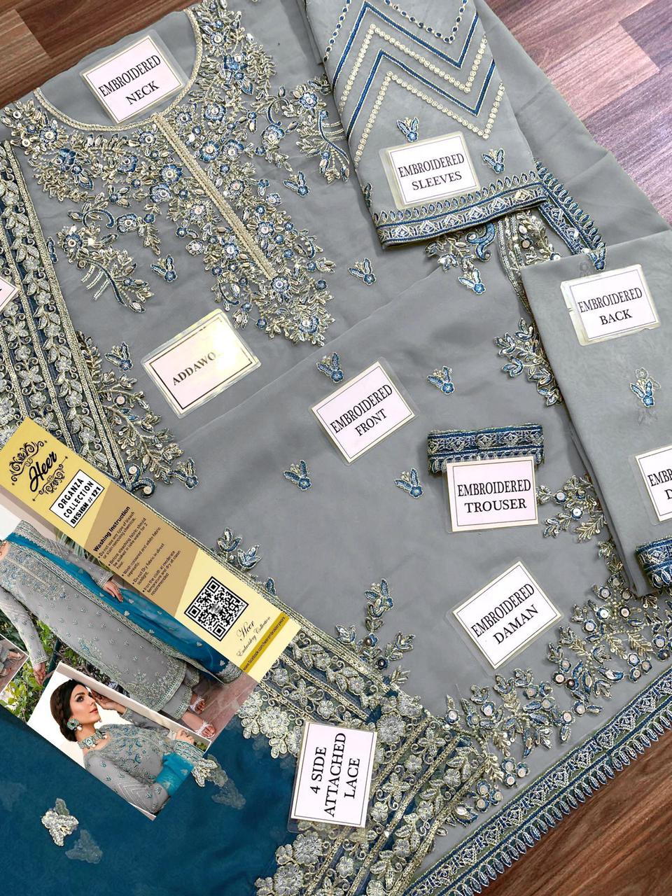 Luxury Organza Bridal Dress Pakistan, Hand Adda Work Outfit, Sequin Embroidered Dress, Premium Wedding Collection 2025, Formal Wear for Women, buyfromdanish.com