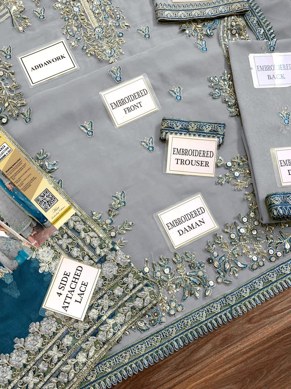 Premium Organza Bridal Dress – Handcrafted Sequence Embroidery