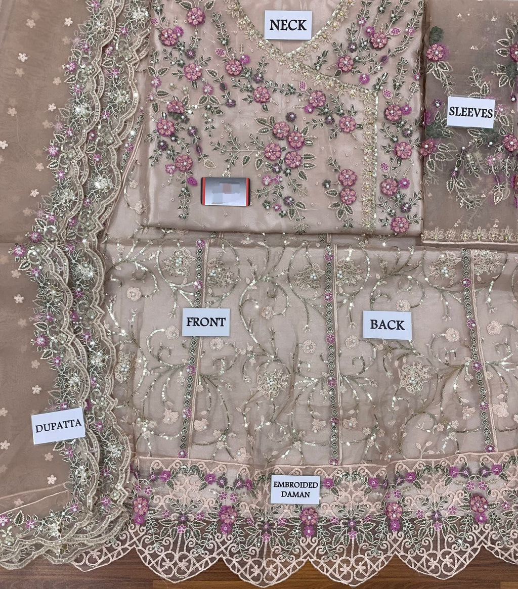 Organza Embroidered Maxi Dress Pakistan, Luxury Formal Wear for Women, Sequin and 3D Floral Work Maxi, Wedding Outfit 2025, buyfromdanish.com
