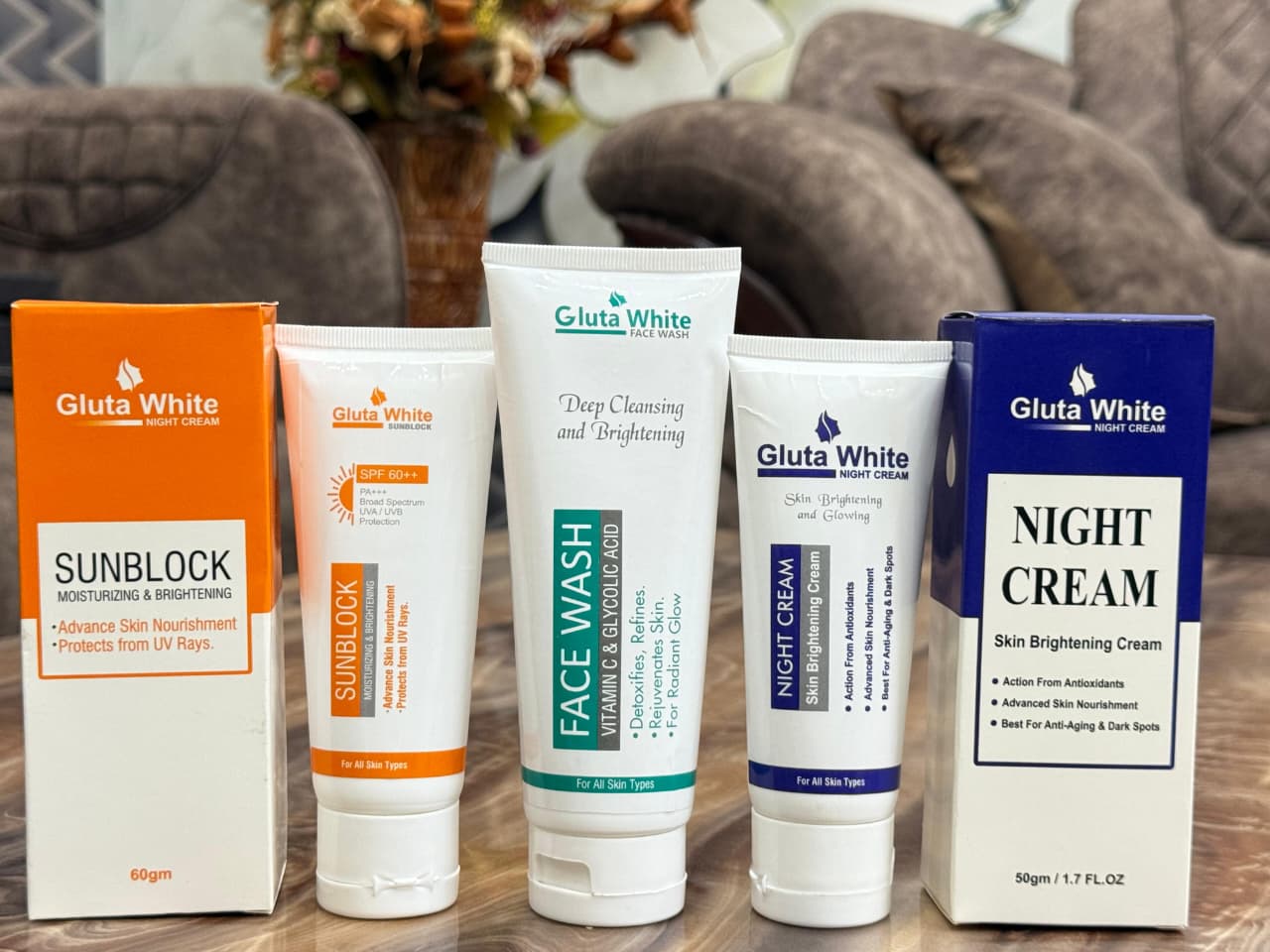Gluta White 3-in-1 skincare deal with night cream, sunblock, and face wash for glowing skin – buyfromdanish.com