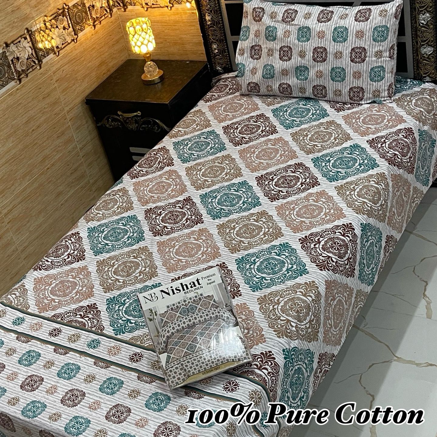 Pure Cotton 2 Piece Single Bedsheet Set