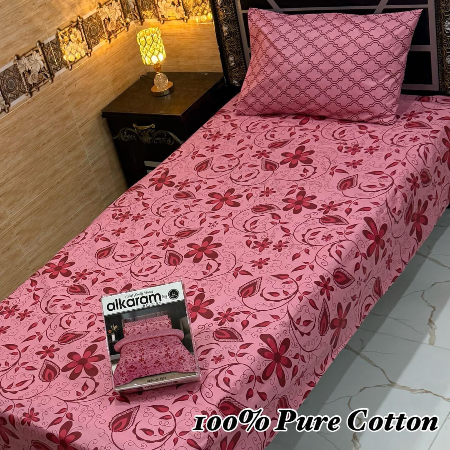 Pure Cotton 2 Piece Single Bedsheet Set