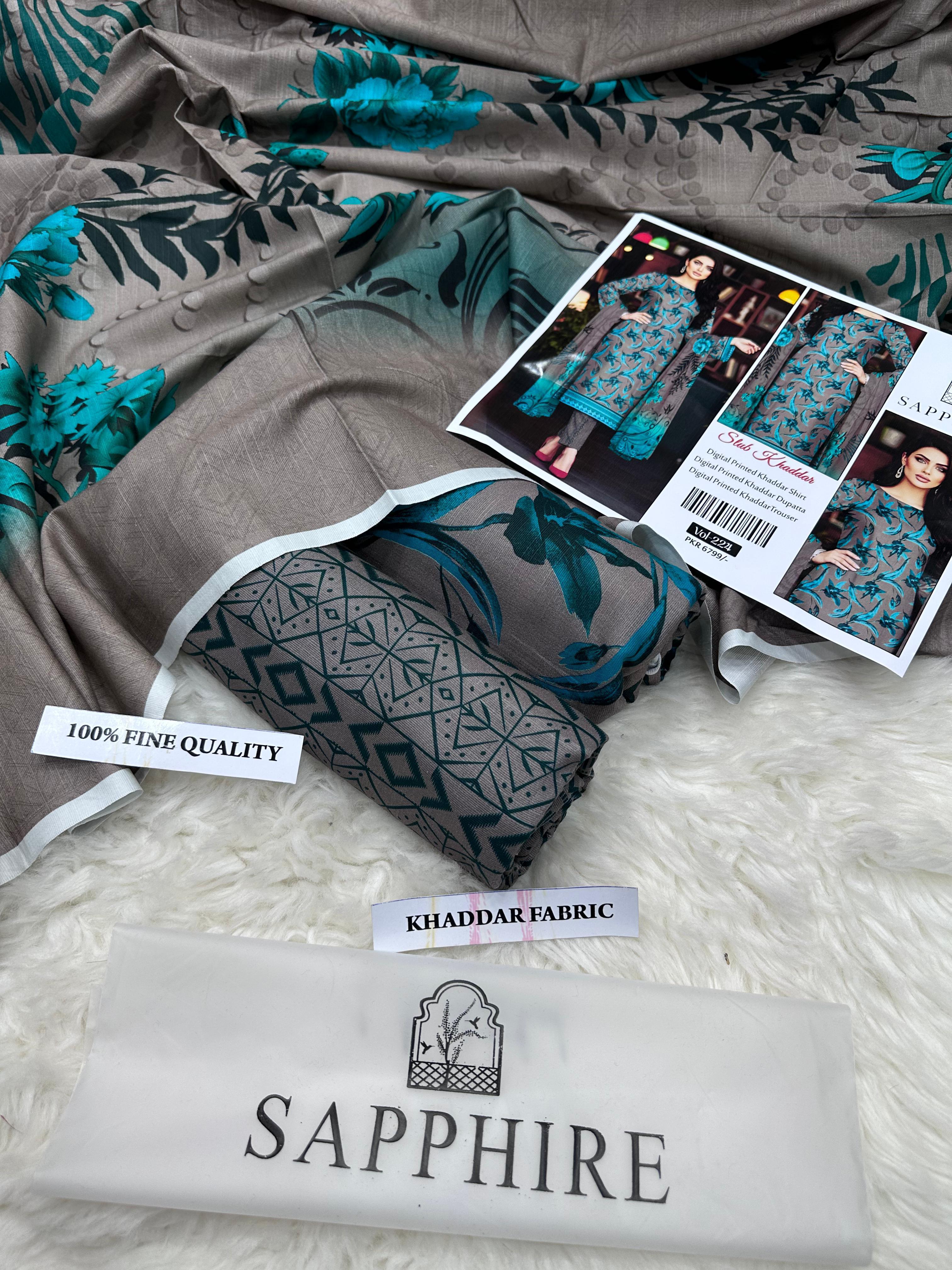 Digital Printed Airjet Khaddar 3-Piece Suit | Winter Collection