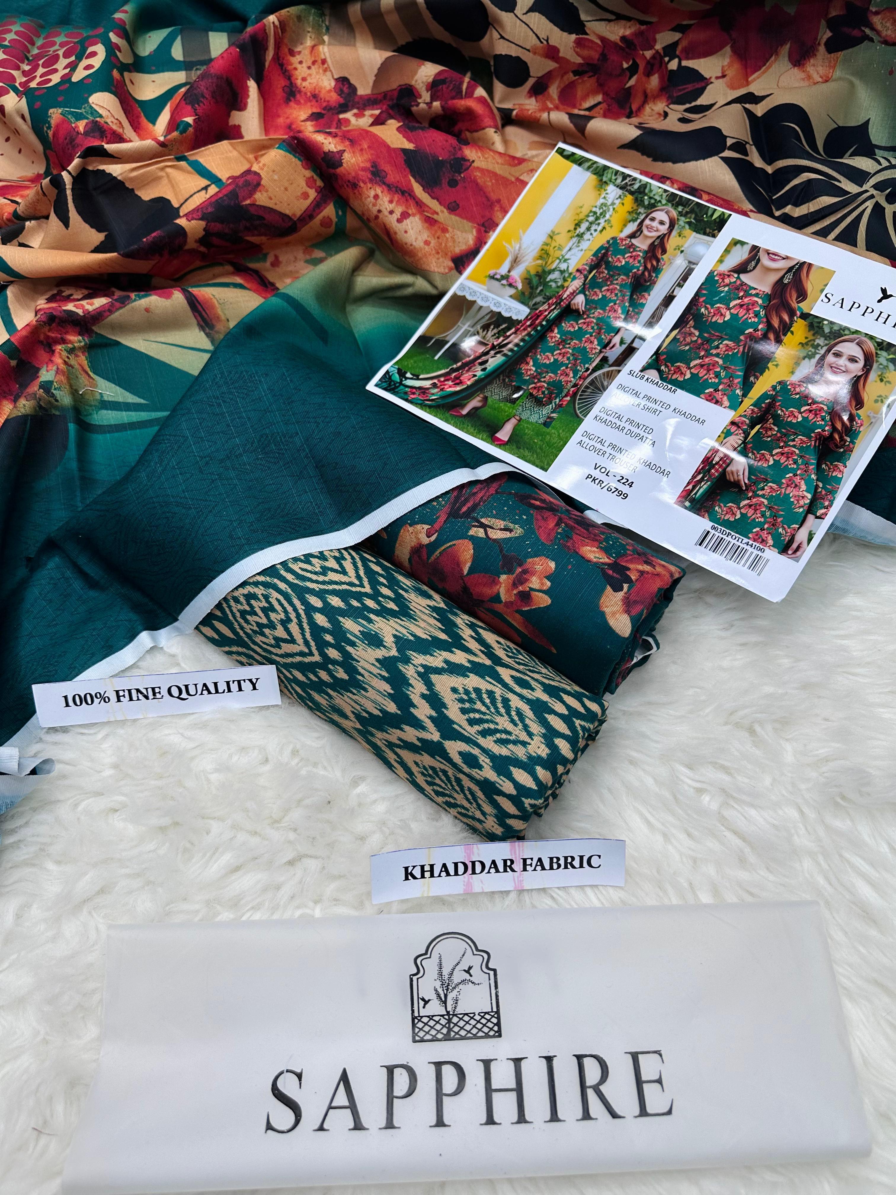 Digital Printed Airjet Khaddar 3-Piece Suit | Winter Collection