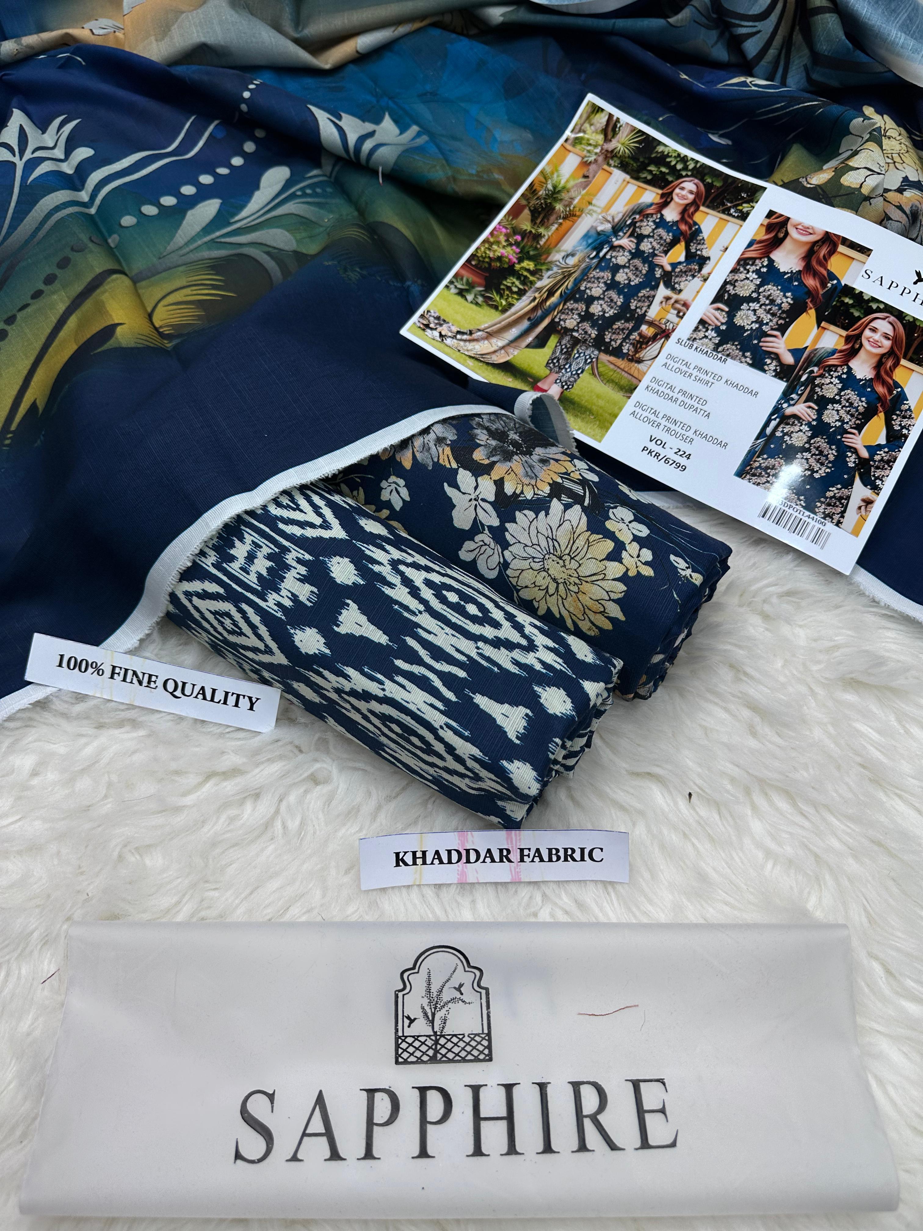 Digital Printed Airjet Khaddar 3-Piece Suit | Winter Collection