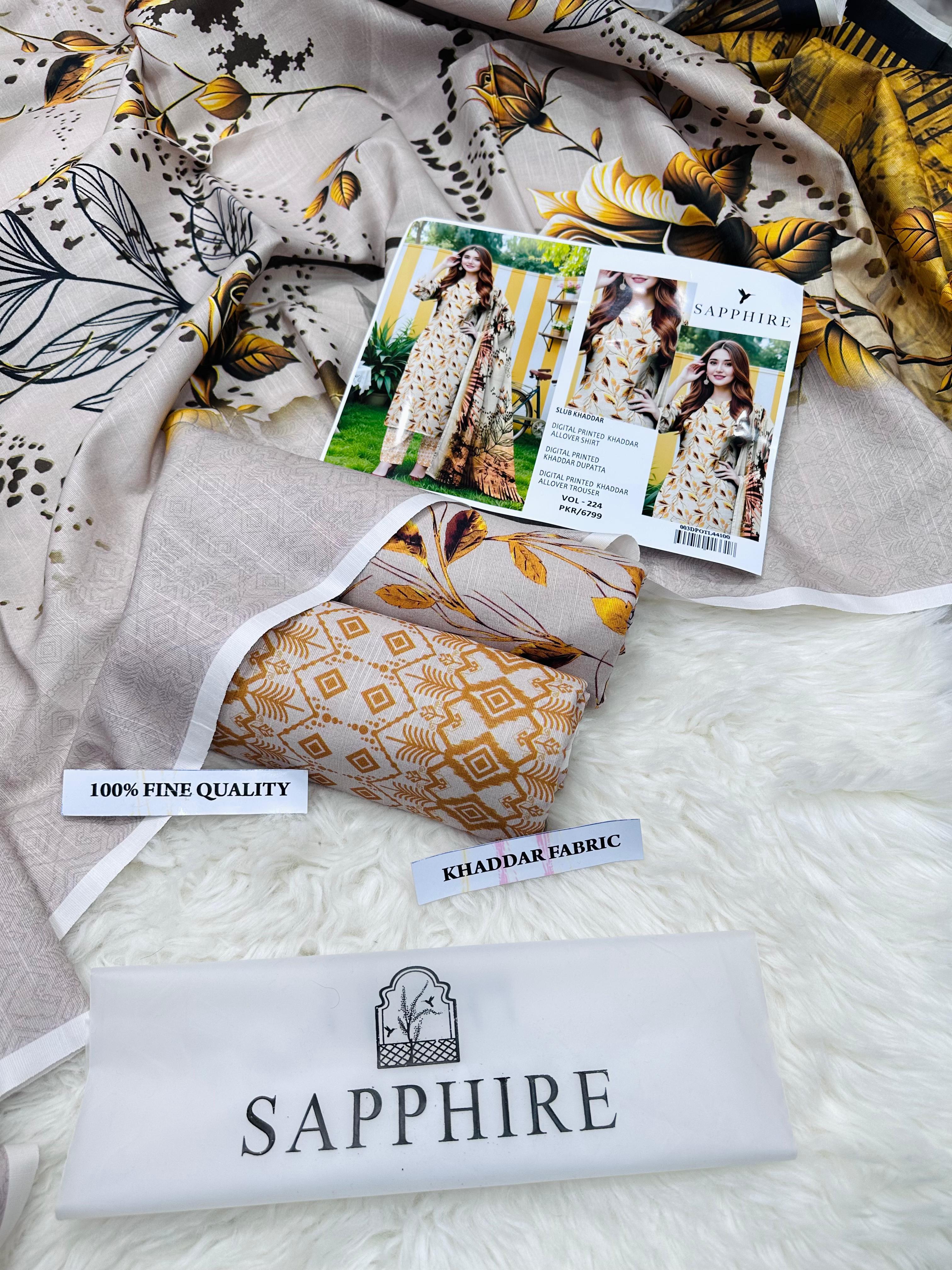 Digital Printed Airjet Khaddar 3-Piece Suit | Winter Collection