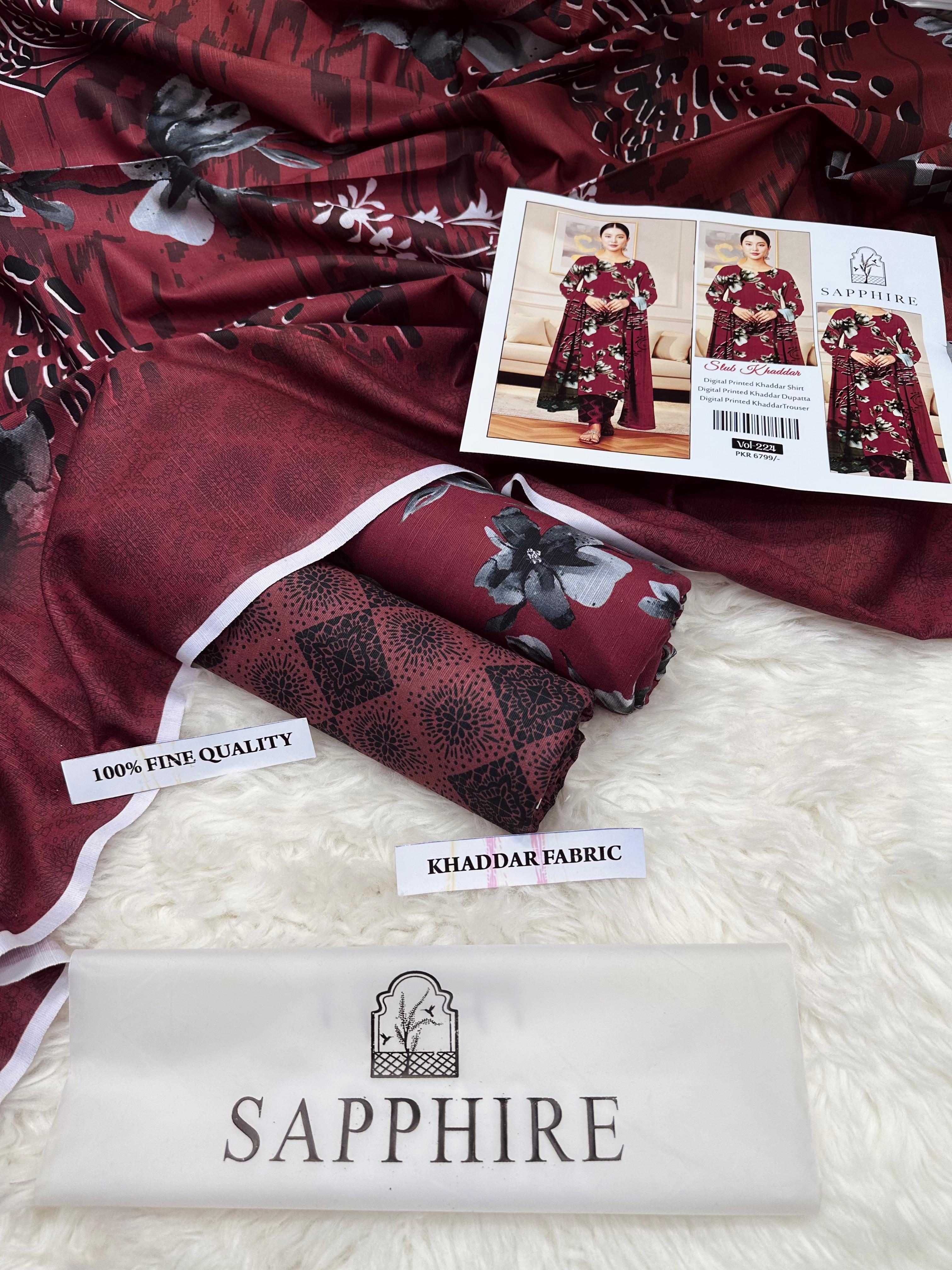 Digital Printed Airjet Khaddar 3-Piece Suit | Winter Collection