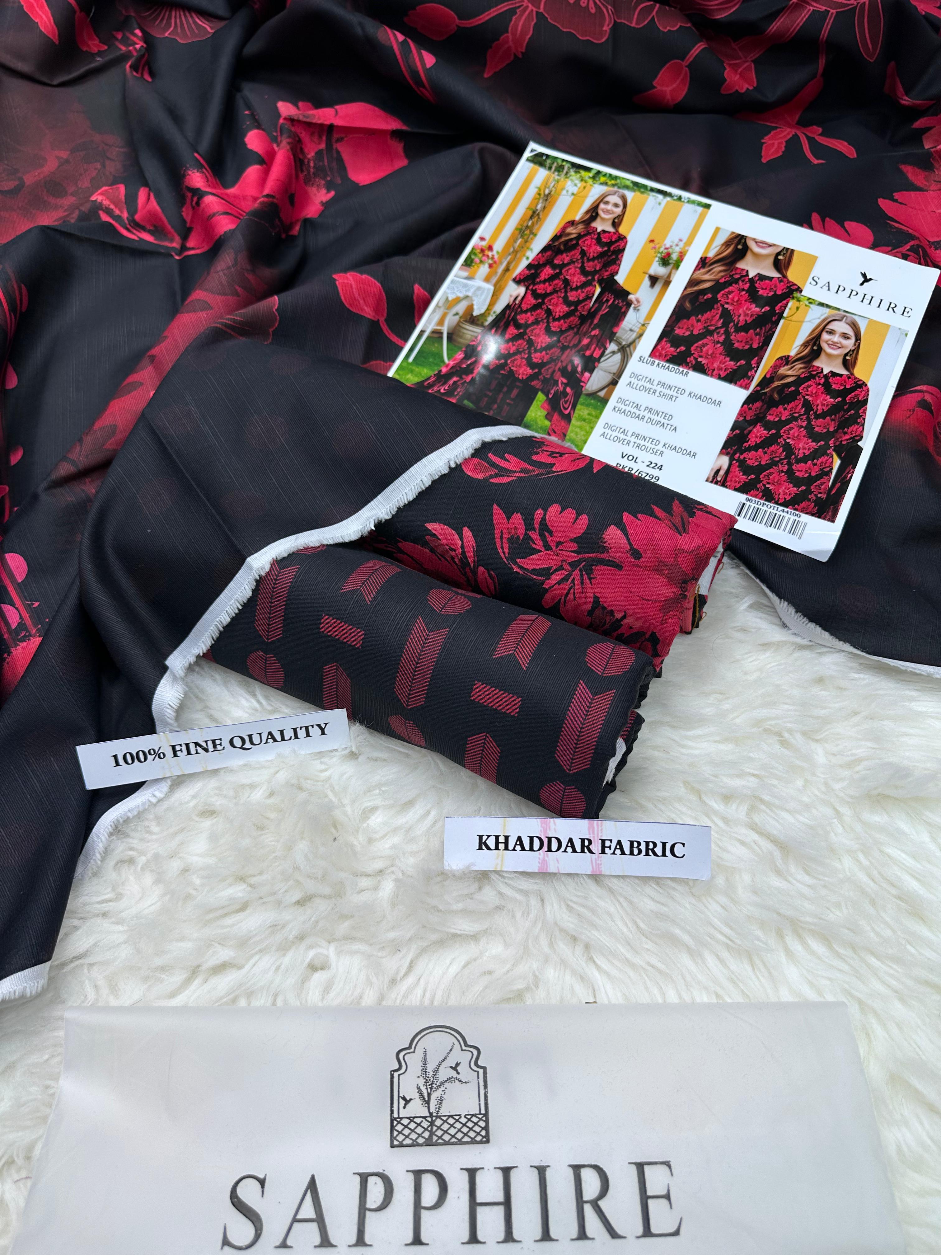 Digital Printed Airjet Khaddar 3-Piece Suit | Winter Collection