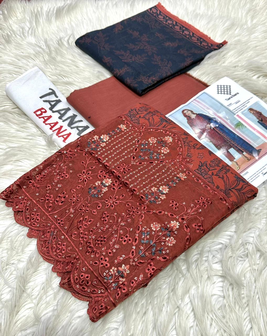 Premium 3-Piece Pure Khadar Embroidered Suit