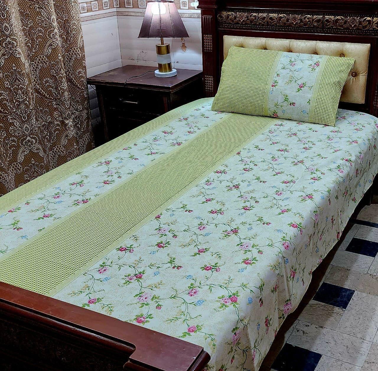 4 PC Export Quality Single Bed Sheet Set – Pure Cotton Fabric