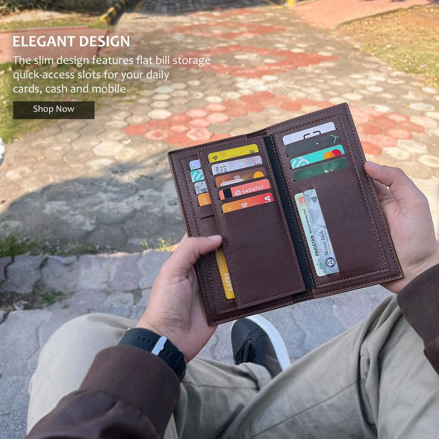 Classic Bowesi Style Long Wallet – Spacious Card Mobile Holder