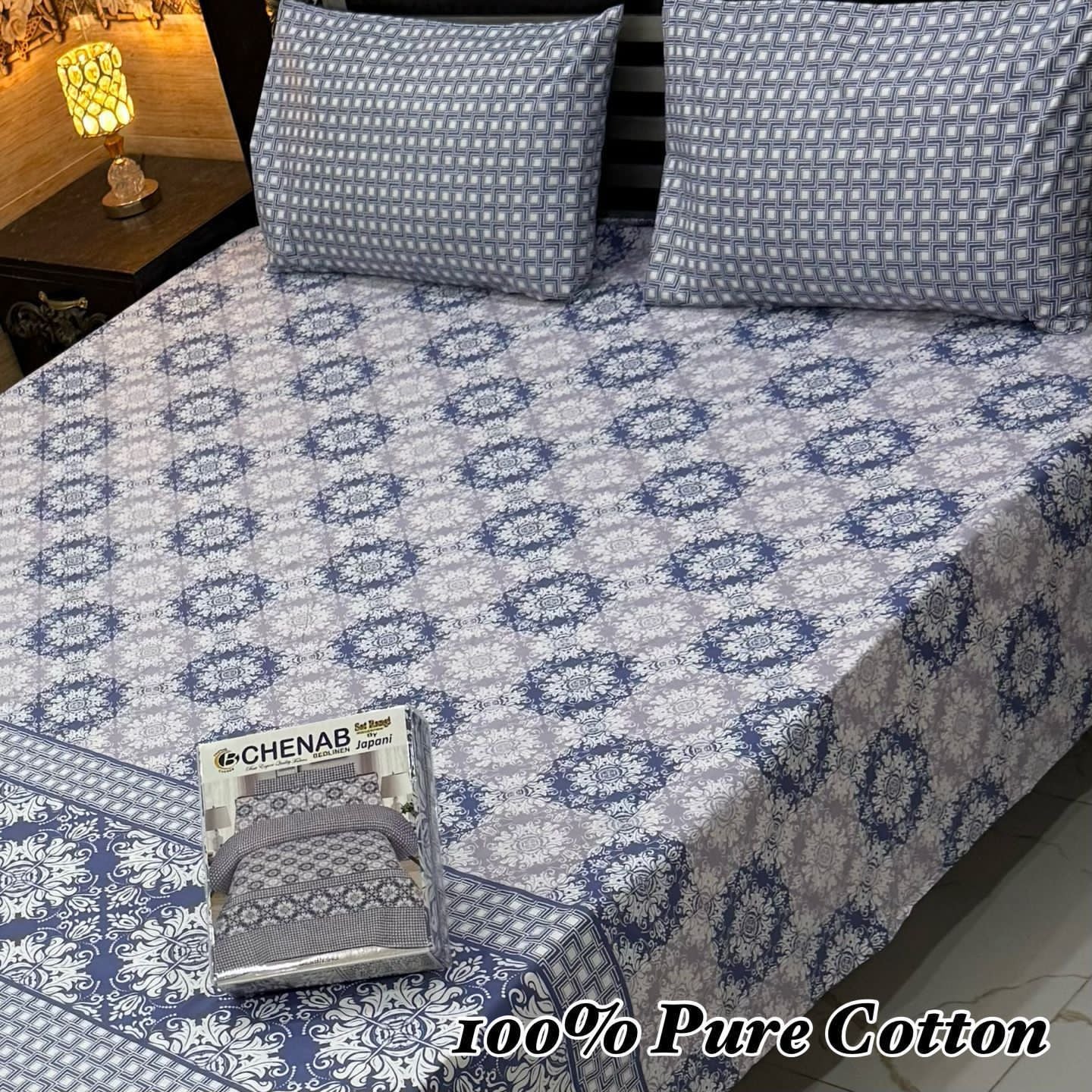 Premium Pure Cotton 3-Piece Fitted Bedsheet Set – King Size