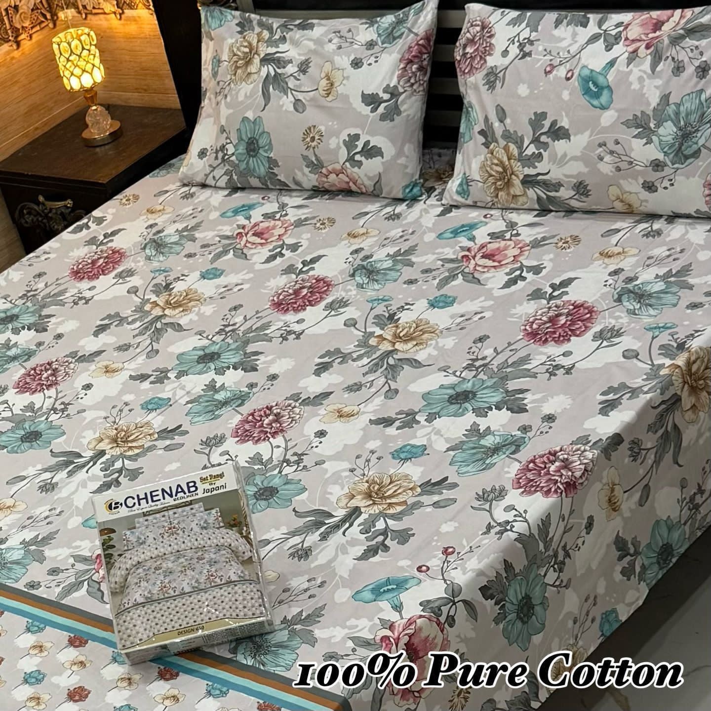 Premium Pure Cotton 3-Piece Fitted Bedsheet Set – King Size