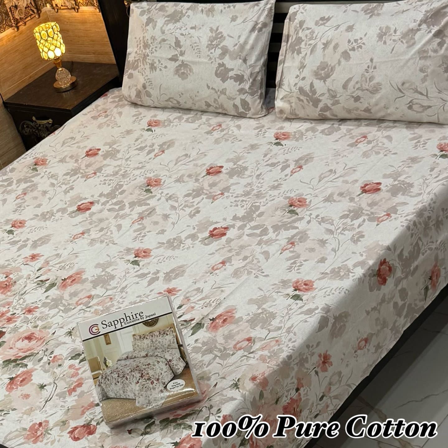 Premium Pure Cotton 3-Piece Fitted Bedsheet Set – King Size