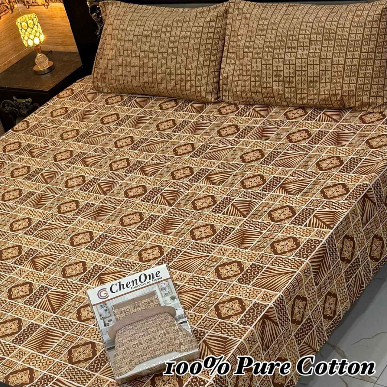 Premium Pure Cotton 3-Piece Fitted Bedsheet Set – King Size