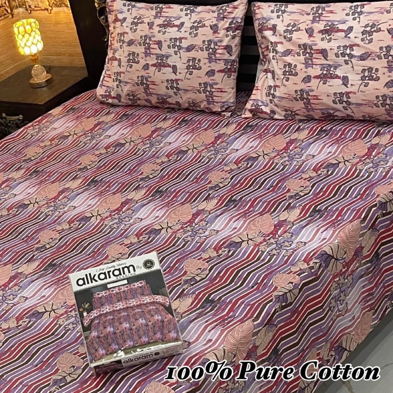 Premium Pure Cotton 3-Piece Fitted Bedsheet Set – King Size