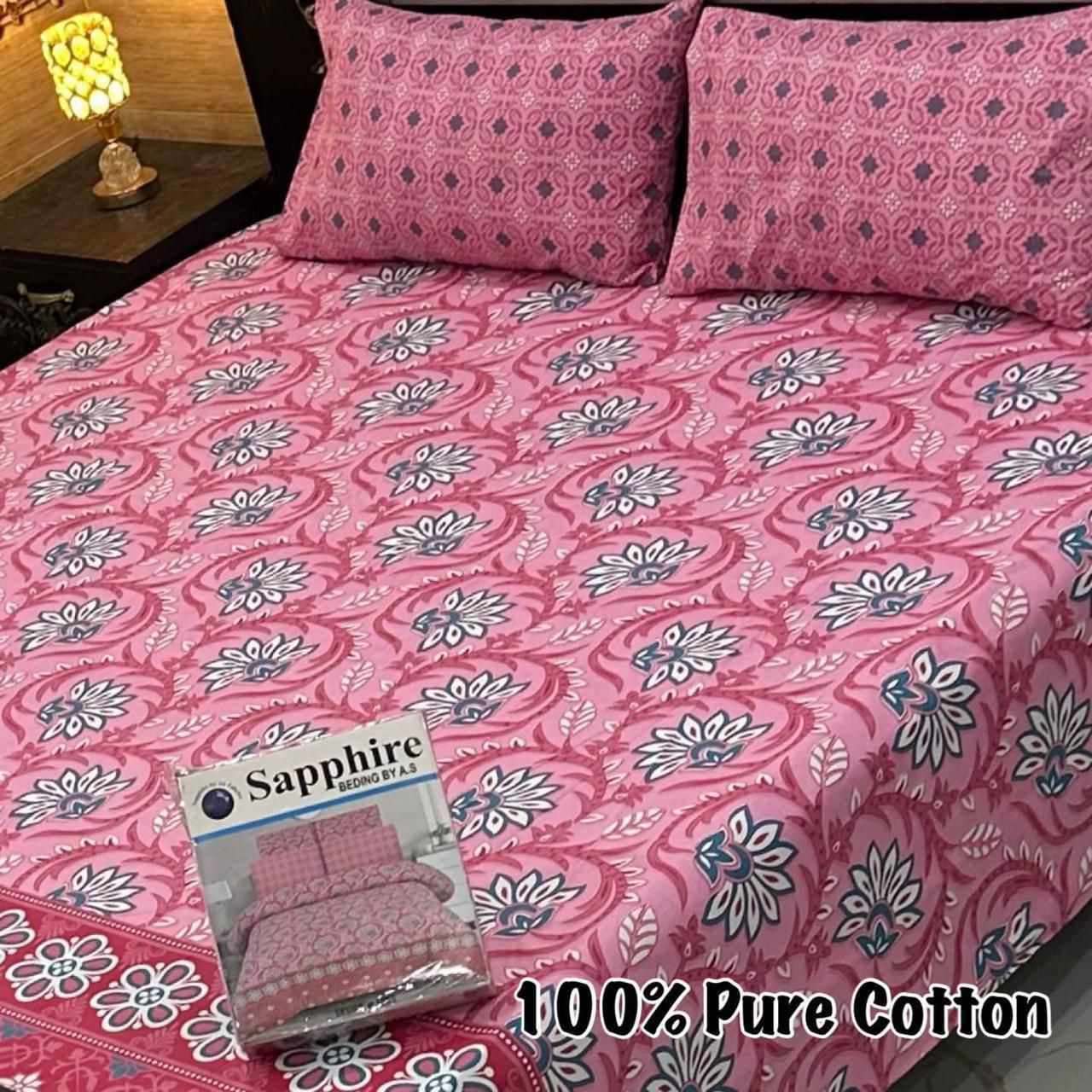 Premium Pure Cotton 3-Piece Fitted Bedsheet Set – King Size