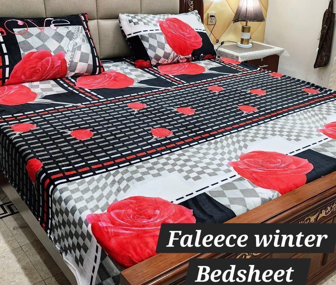 Soft Fleece 3-Piece Printed King Size Bedsheet Set