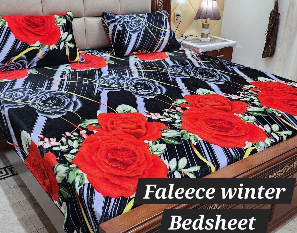 Soft Fleece 3-Piece Printed King Size Bedsheet Set