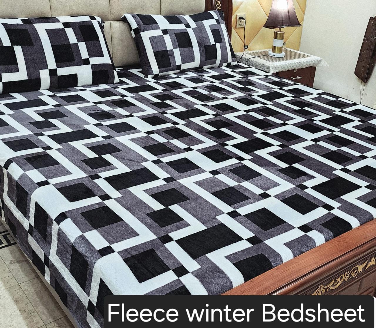 Soft Fleece 3-Piece Printed King Size Bedsheet Set