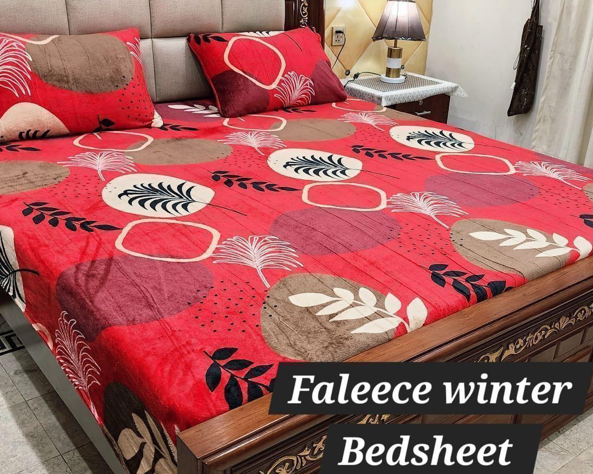 Soft Fleece 3-Piece Printed King Size Bedsheet Set