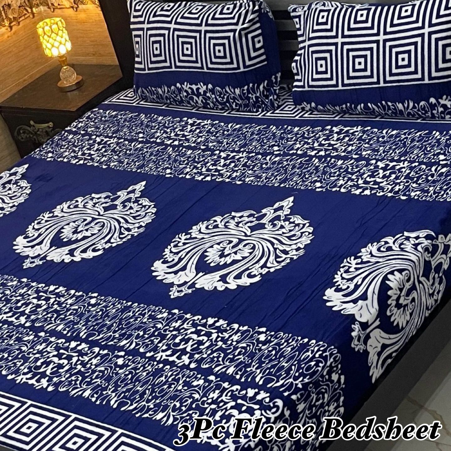 Soft Fleece 3-Piece Printed King Size Bedsheet Set