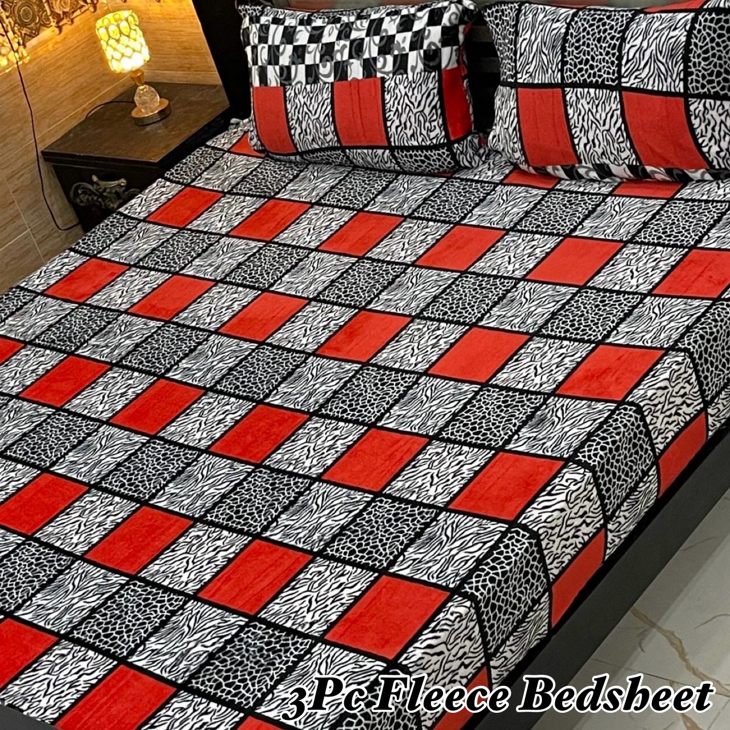 Soft Fleece 3-Piece Printed King Size Bedsheet Set