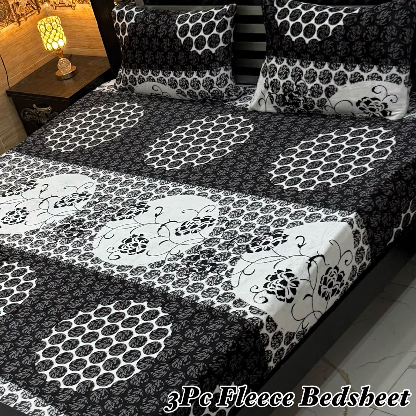 Soft Fleece 3-Piece Printed King Size Bedsheet Set